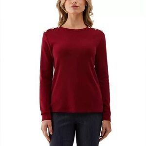 NEW - Rafaella Women's Long Sleeve Top - Red, Size X-Small